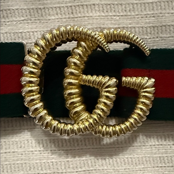 Gucci Gold Buckle with Green and Red Belt - Picture 1 of 5